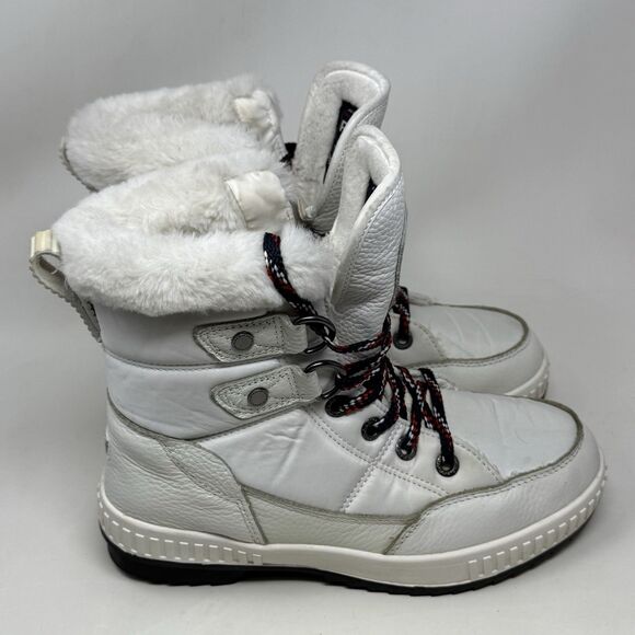 Pajar Canada Dala Winter Boots Womens 9 - 9.5 White Leather Faux Fur Waterproof - Picture 3 of 16